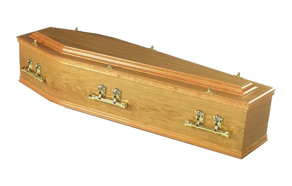 Balmoral Coffin, Pictured in a Natural Oak Finish Richmond Coffin, Pictured in a Natural Oak Finish