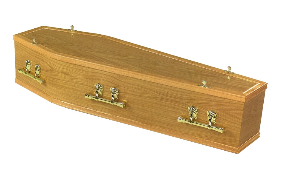 Rippon Coffin, Pictured in a Medium Oak Finish