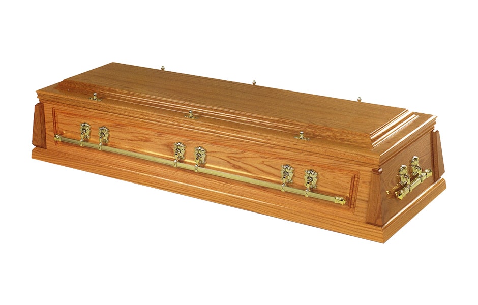 Windsor Coffin, Pictured in a Natural Oak finish