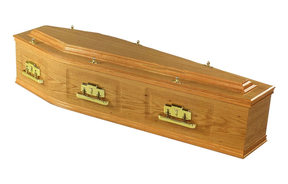 Windsor Coffin, Pictured in a Natural Oak Finish Harrow Coffin, Pictured in a Natural Oak finish
